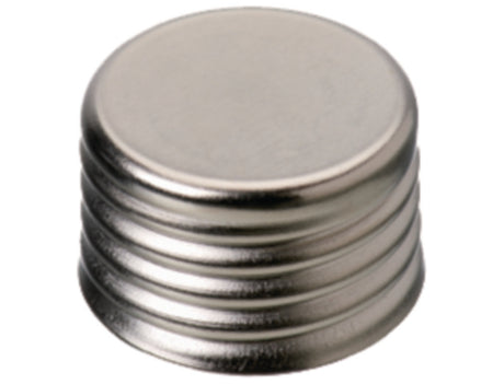 Schroefdoppen aluminium ND18, magnetisch, gesloten, met septum, butyl/PTFE, rood/grijs