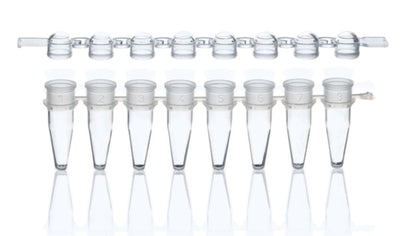 PCR-strips 8 x 0,2 ml, PP, losse gebolde snapcapstrips, transparant