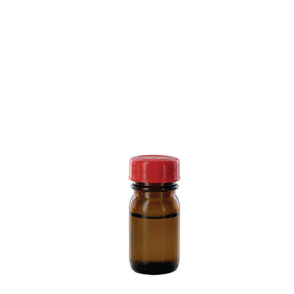Breedhalsfles RB 30 GT, 30 ml amberkleurig glas, met sluiting en PTFE-inzetstuk, schroefdraaddiameter 32 mm