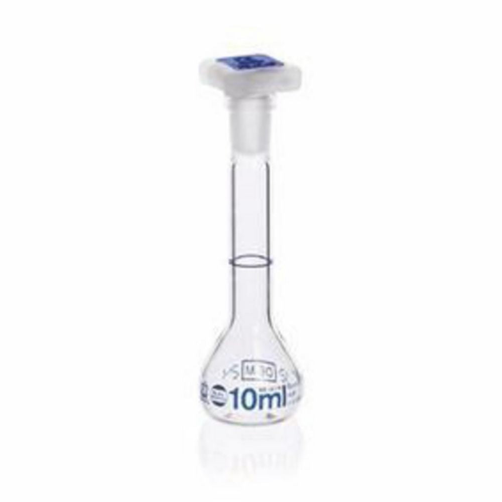 Maatfles 10 ml, BLAUBRAND® klasse A, NS-PP-stop, NS 10/19, Boro 3.3, verpakking van 2