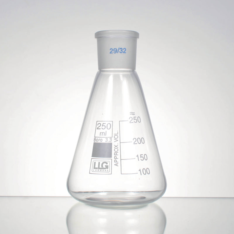 Erlenmeyerkolven, 100 ml, NS 14/23, boro. 3.3, witte maatverdeling