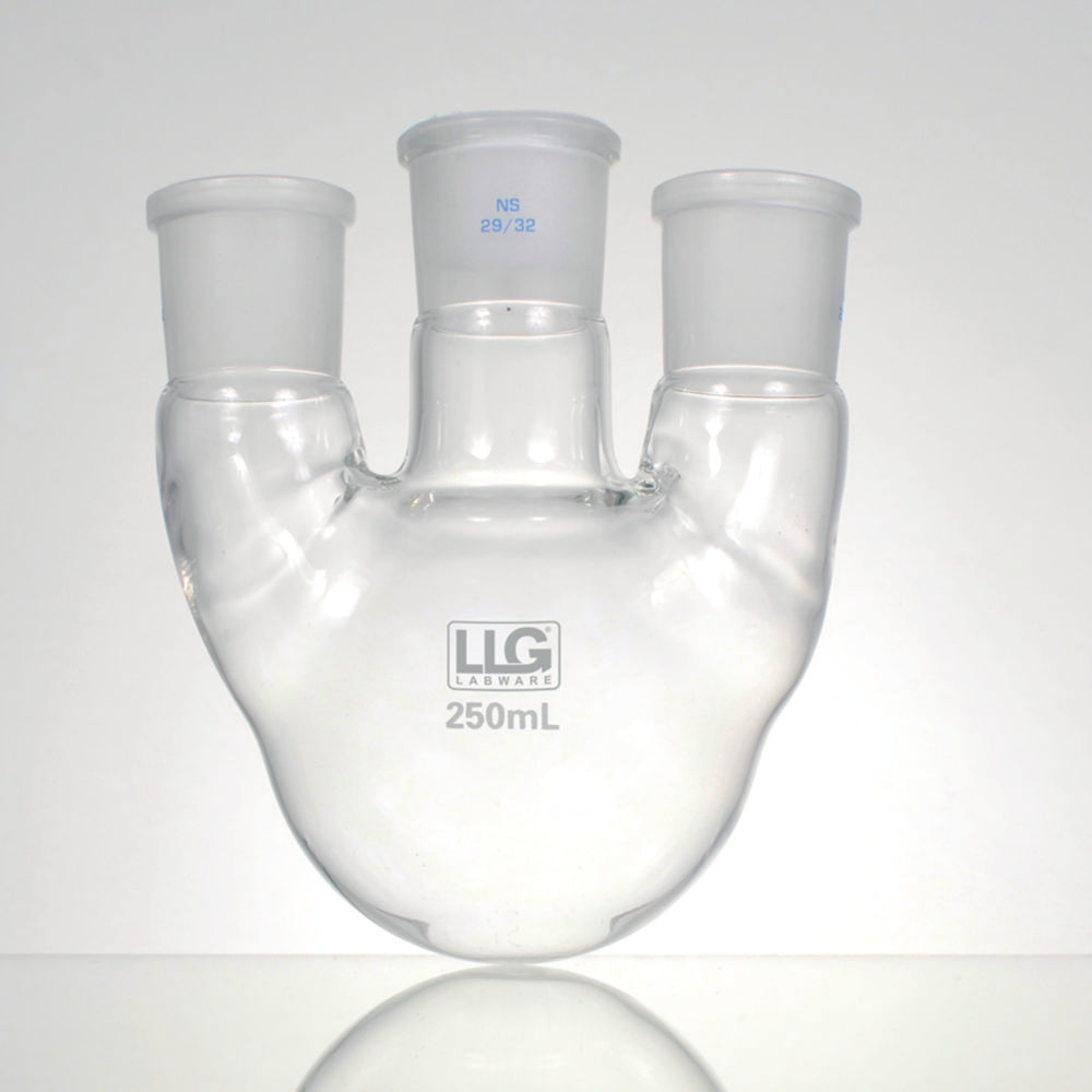 Rondbodemkolf 3-hals, borosilicaatglas 3.3, 1000 ml, met NS 29, zijhalzen NS 29