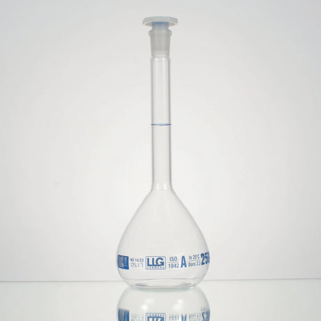Maatkolf, klasse A, 1000 ml, NS 24/29, boro. 3.3, blauwe maatverdeling en PE-stop
