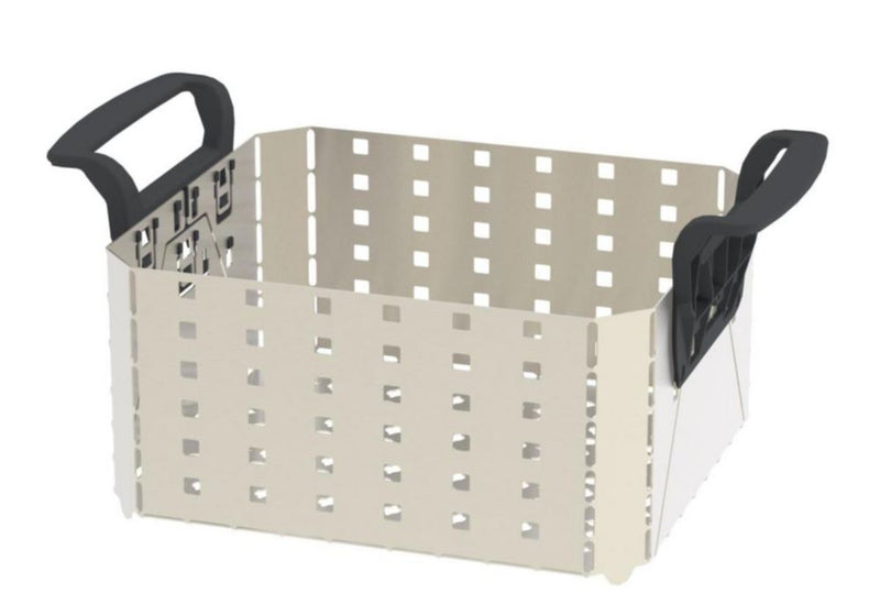 Productfoto van Inzetmand RVS met plastic handvat,voor ultrasoonbad Elmasonic Xtra 180, 280 x 255 x 135mm