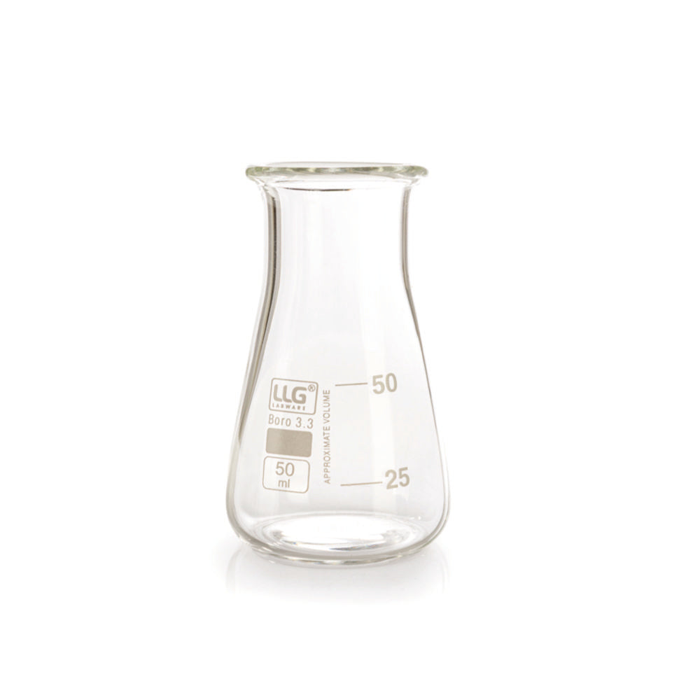 LLG-Erlenmeyers 50ml wijde hals, boro 3.3, set van 10
