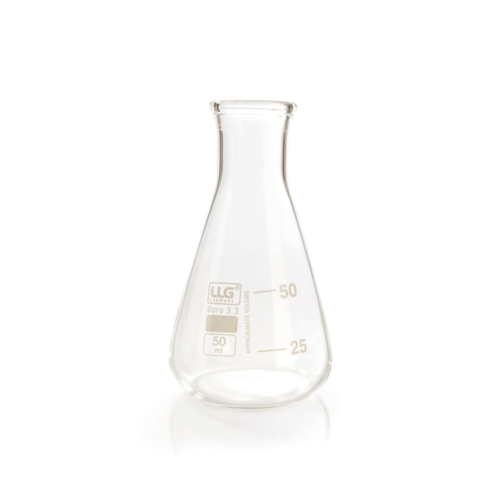 LLG-Erlenmeyers 50ml smalle hals, boro 3.3, set van 10