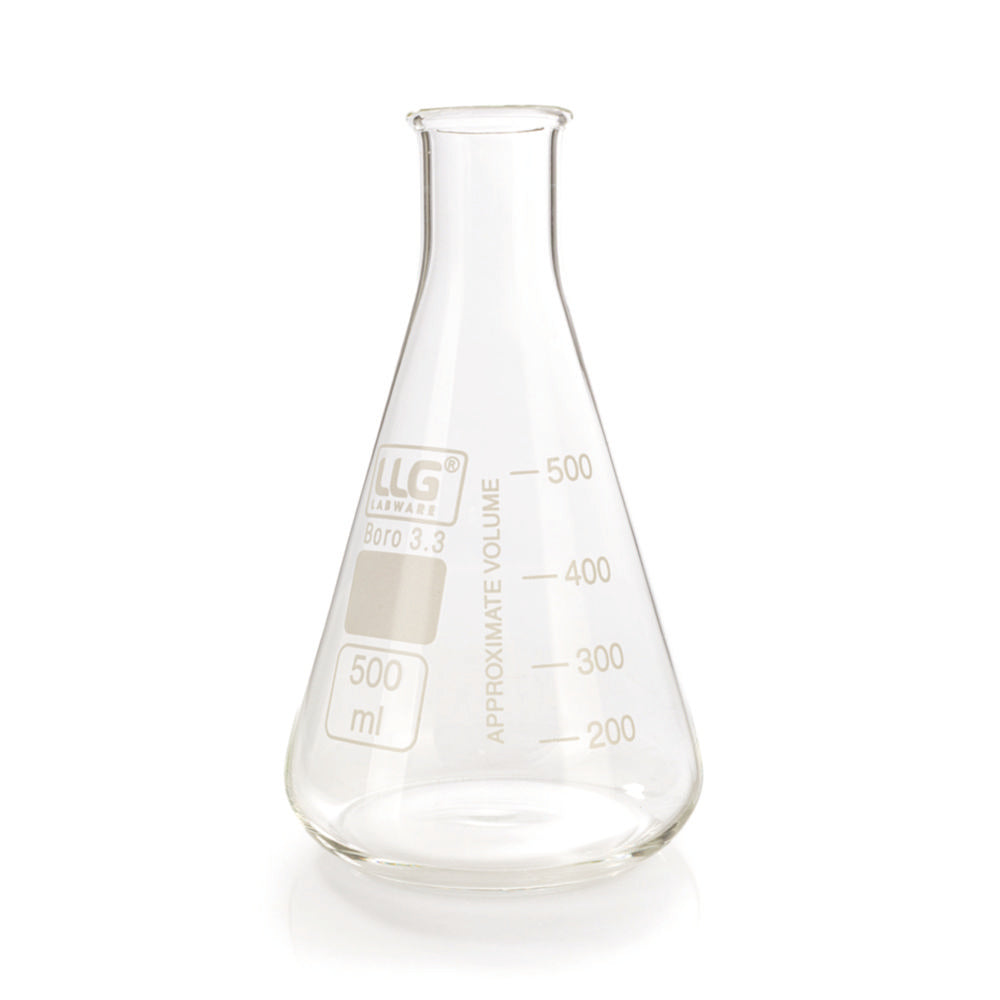 LLG-Erlenmeyers 500ml smalle hals, boro 3.3, set van 10