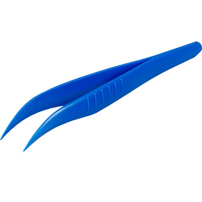Disposable pincet blauw met gebogen punt, steriel verpakt