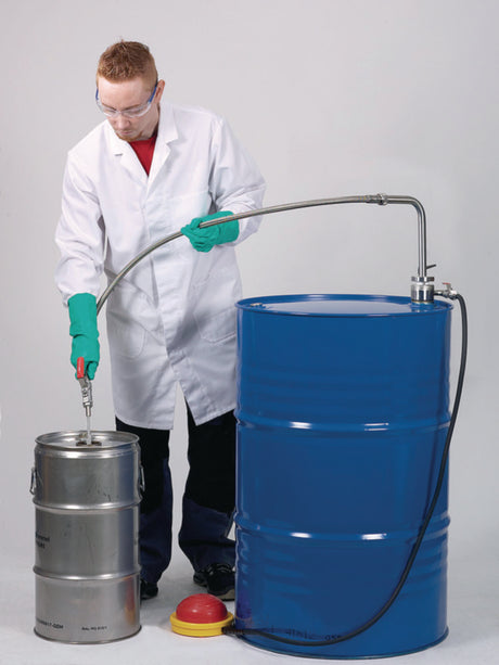 Voetpomp voor oplosmiddelen, 30 l/min, met uitloopslang