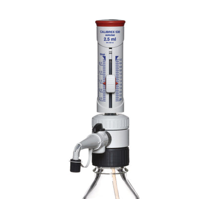 Flesdispenser, Calibrex™ solutae 530, 0,25-2,5 ml, PFA gecoate plunger, GL45 aansluiting