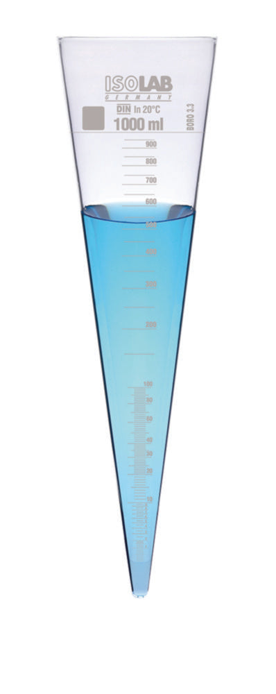 Imhoff-kegel 1000 ml, glas, zonder afsluitkraan