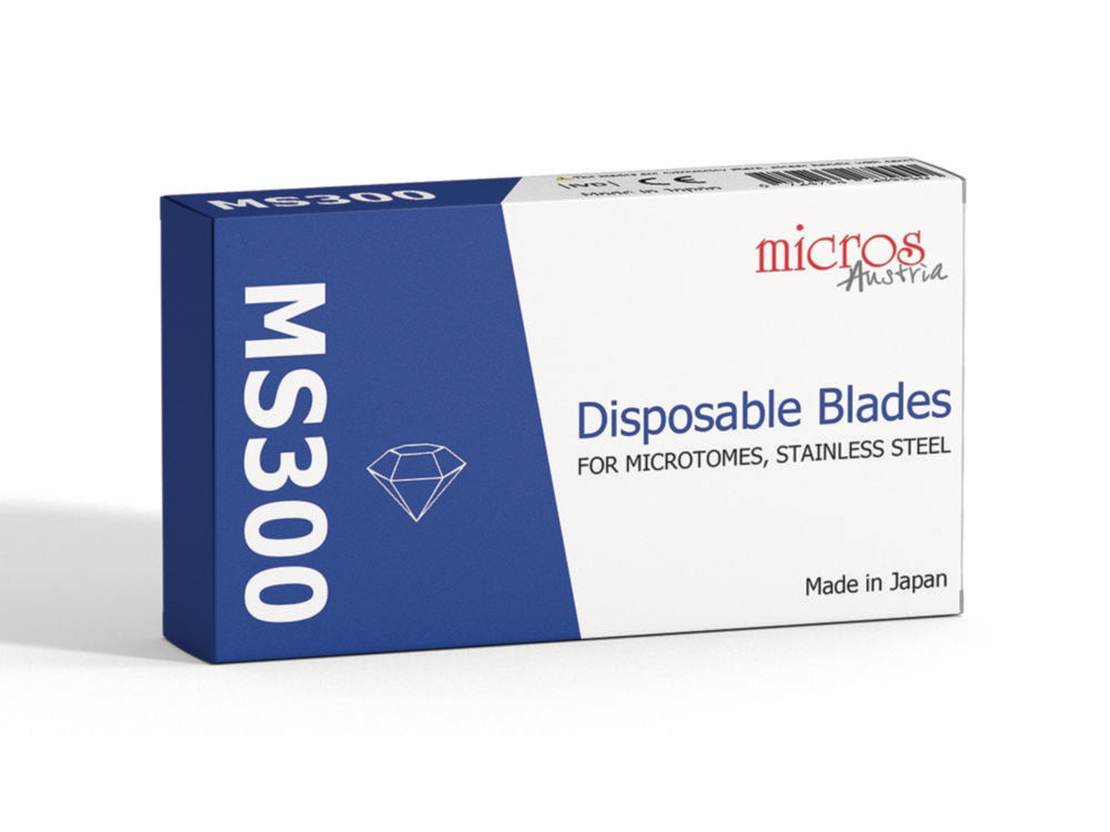 Microtoommesjes MS300 laag profiel, L 80 mm, B 8 mm, voor extra hard weefsel, plasma gecoat, verpakking van 50