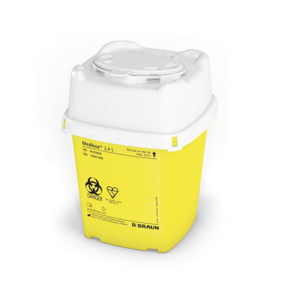 Naalden- en afvalverzamelaars Medibox 2,4 L, vulvolume 2 l, 151 x 151 x 200 mm