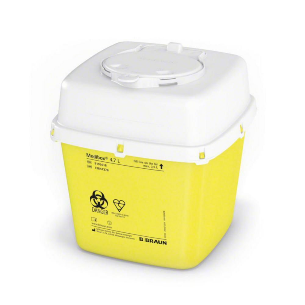 Naalden- en afvalverzamelaars Medibox 4,7 L, vulvolume 3,9 l, 190 x 190 x 200 mm