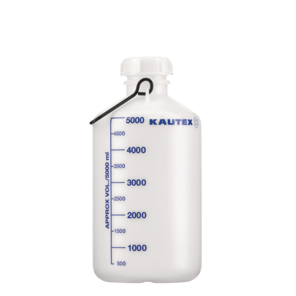 Fles 5L, Draagfles, HDPE, Nauwmonds, Helder, met dop