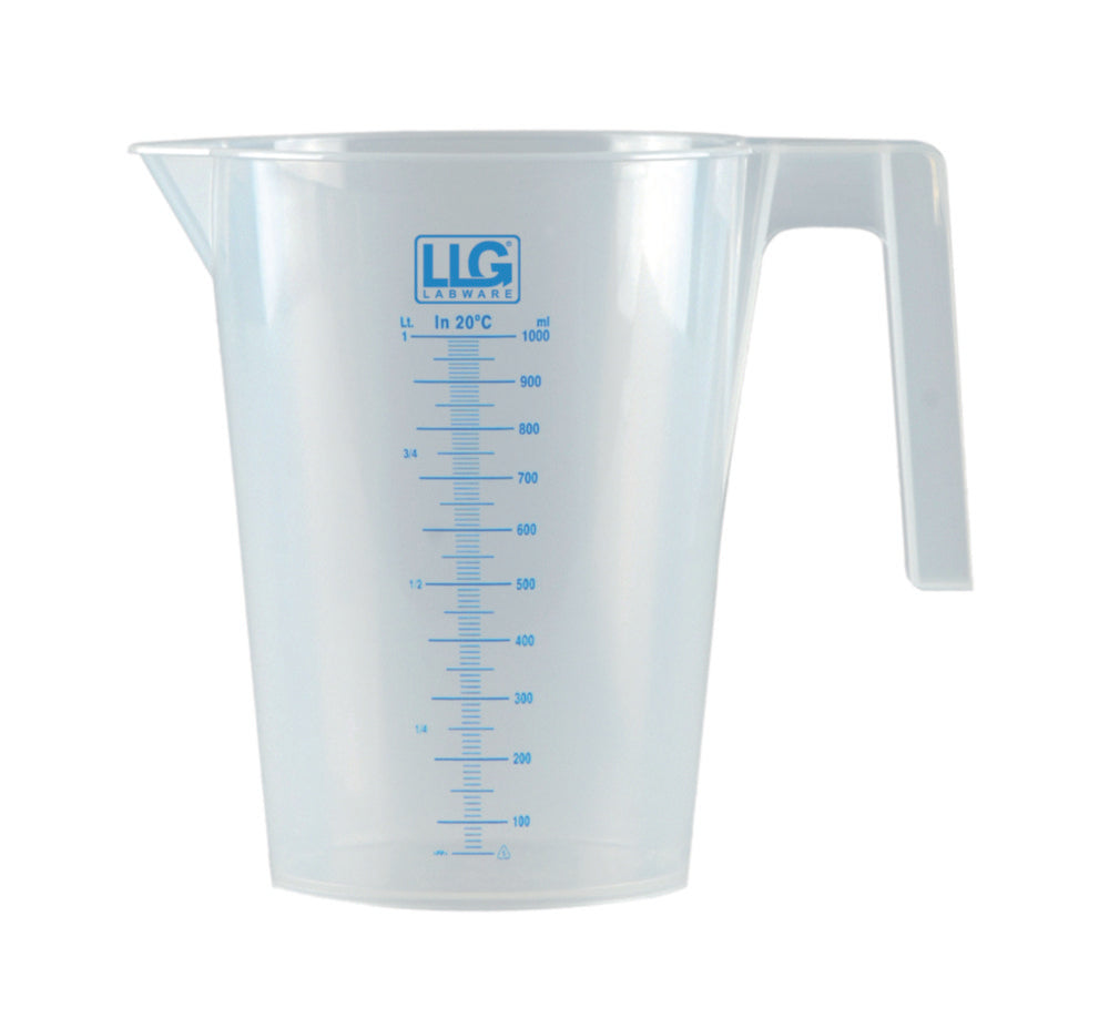 Maatkan 1000:10 ml PP, laag blauw gegrad. met greep