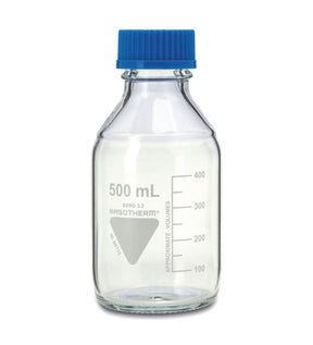Fles 100 ml, Boro. 3.3, GL45  schenkring, PP dop, gegrad. 