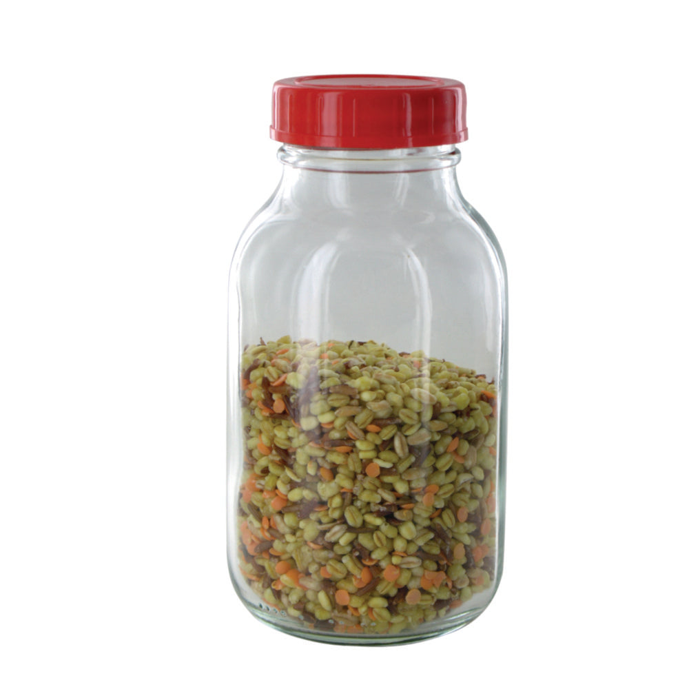 Breedhalsfles RK 500 GT 500 ml, schroefdraad Ø 55 mm, helder glas, met sluiting