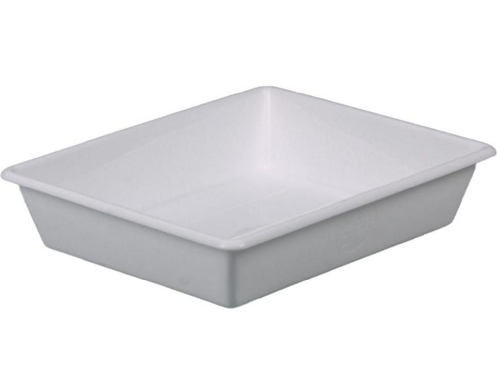 Laboratoriumbak 250 x 310 x 65 mm, wit PP, (bodem van de bak 180 x 240 mm)