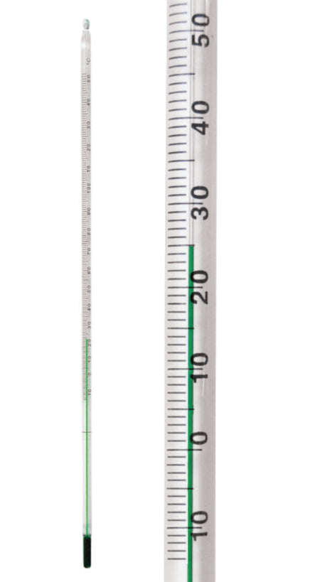 Staafthermometer -10 - +360°C  groen gevuld, lengte 300 mm