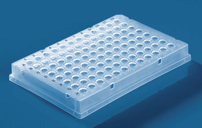 PCR-platen, 96-Well, 0,15 ml PP  laag profiel, met rok, helder 