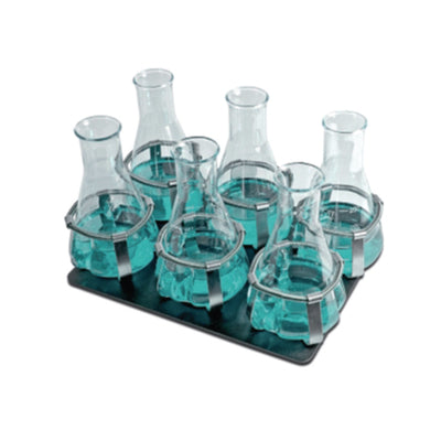 Plateau met klemmen P6-250, voor 6 x 250 ml kolven/300 ml bekers