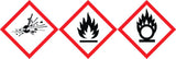 Etiket GHS 03 "Oxiderend" 37x52 mm, DE,UK,FR, gevaar
