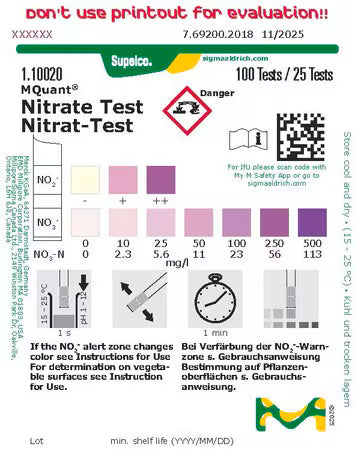 Nitraat test, Merckoquant®, 10-500 mg/l