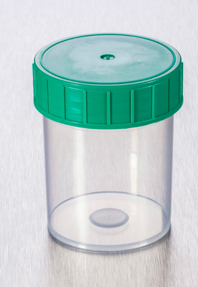 Container PP 125 ml, groen dksl, asept.