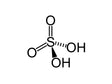 Structuurformule van zwavelzuur (H₂SO₄) met de molecuulstructuur weergegeven.