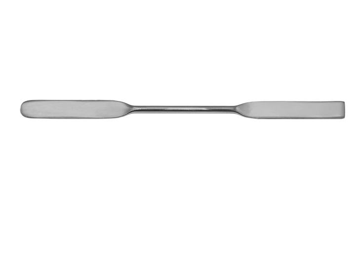 Dubbelspatel, recht/afgerond, RVS AISI 304, 150 mm