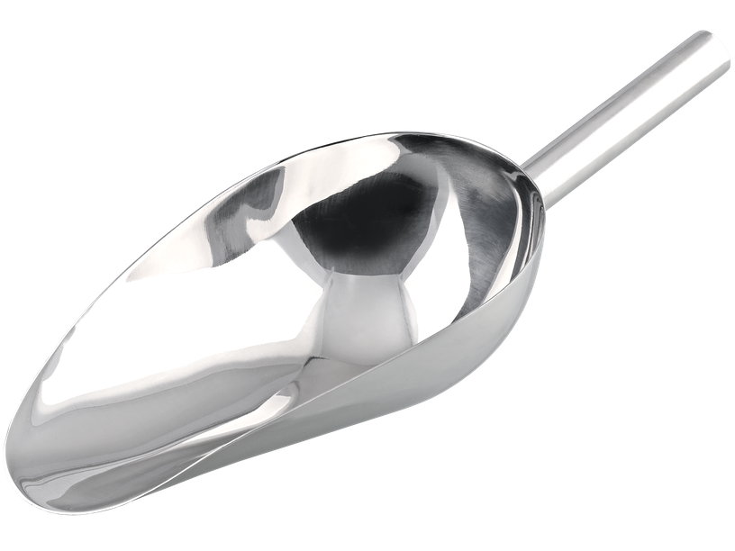 Voedselschep, RVS 304, 1000 ml, totale lengte 395 mm, L × B 260 × 142 mm
