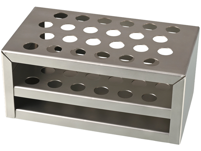 Reageerbuisrek, RVS AISI 304, 24 plaatsen, voor buizen tot Ø 16 mm