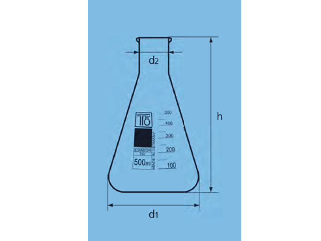 Erlenmeyerkolf glas, 25 ml, nauwhals