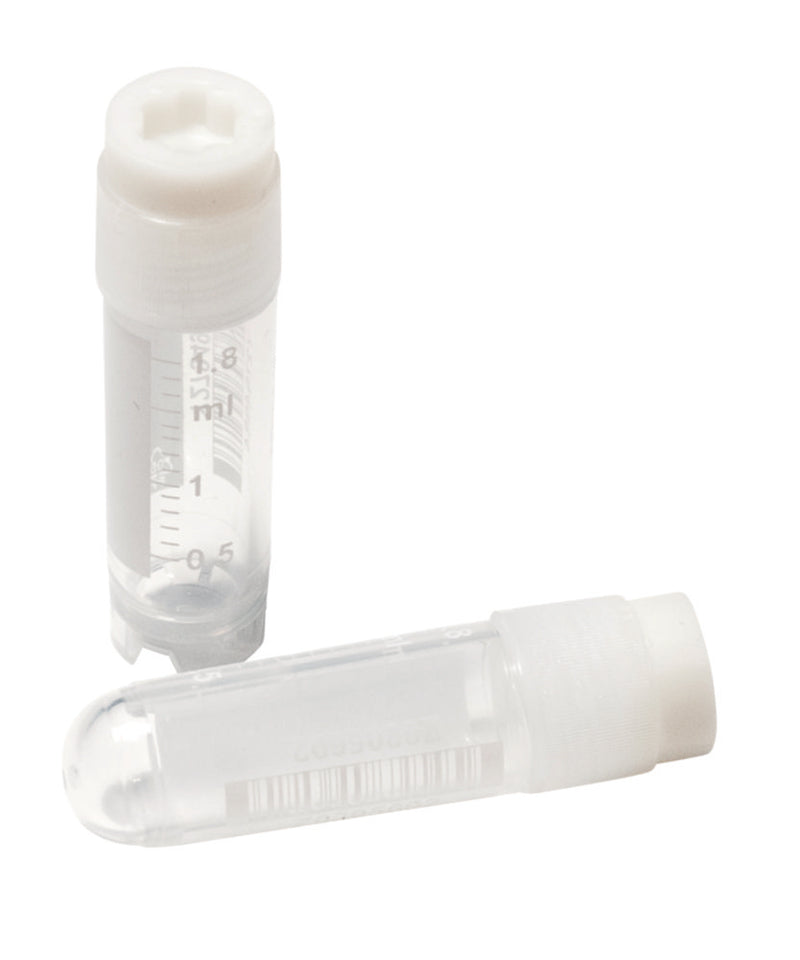 Cryovials 1,2 ml, PP, steriel, binnendraad, met starand, schrijfvlak