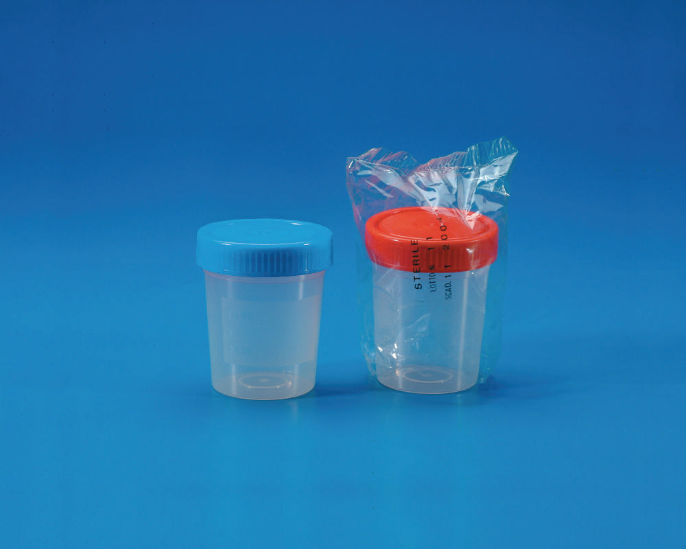 Urinecontainer 200 ml, PP, steriel, verpakking van 200 stuks, nieuw model