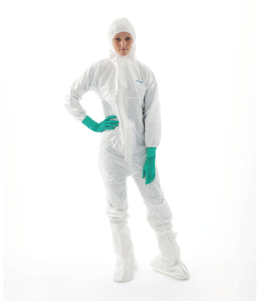 BioClean-D wegwerpoverall voor cleanroom PP/PE, wit, steriel, met capuchon, model S-BDCHT, maat XL, verpakking van 20x1