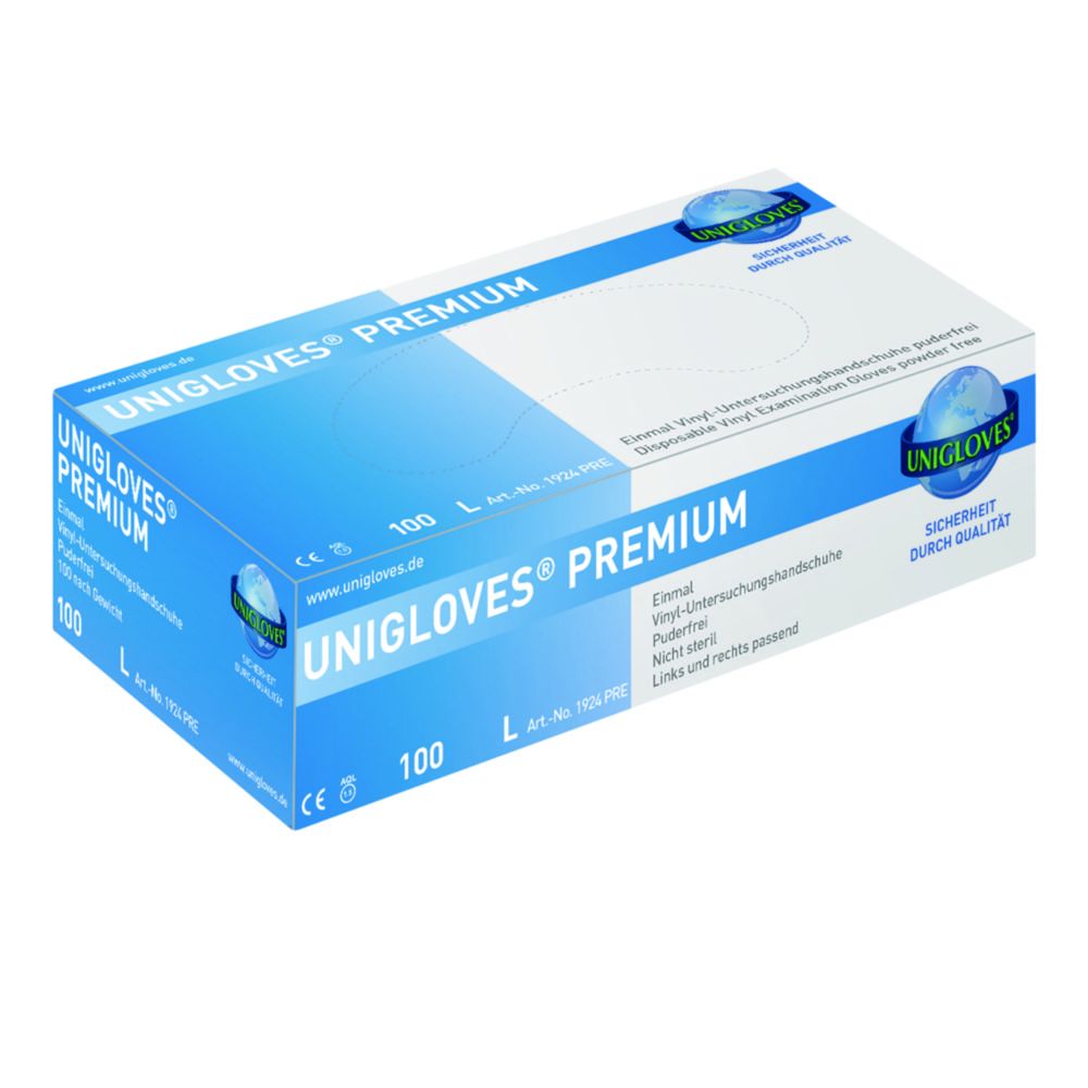 Handschoenen Vinyl, Unigloves Premium, poedervrij, CAT I