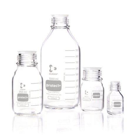 Productfoto van Fles 250 ml, protect+ kunststof gecoat PA12, helder, GL 45, met stofkap