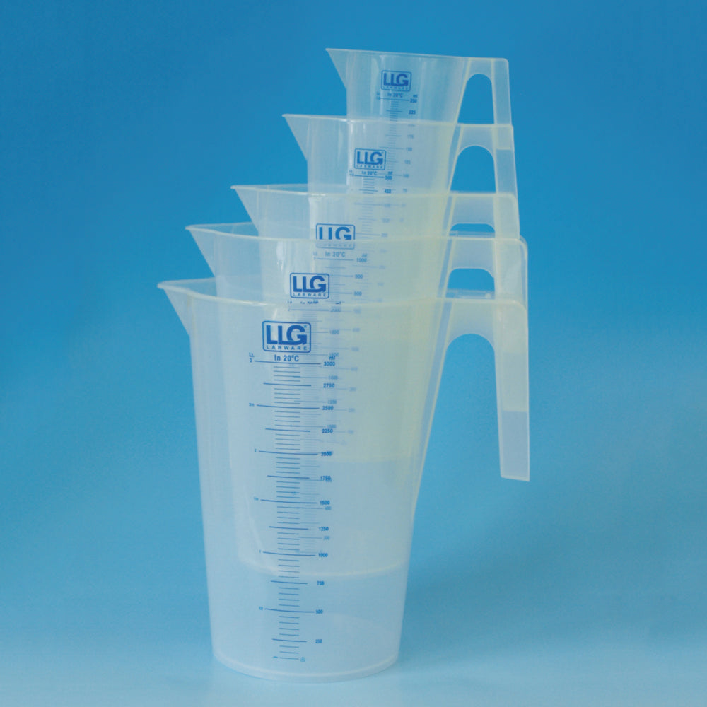 Maatkan 500:10 ml PP, laag blauw gegrad. met greep